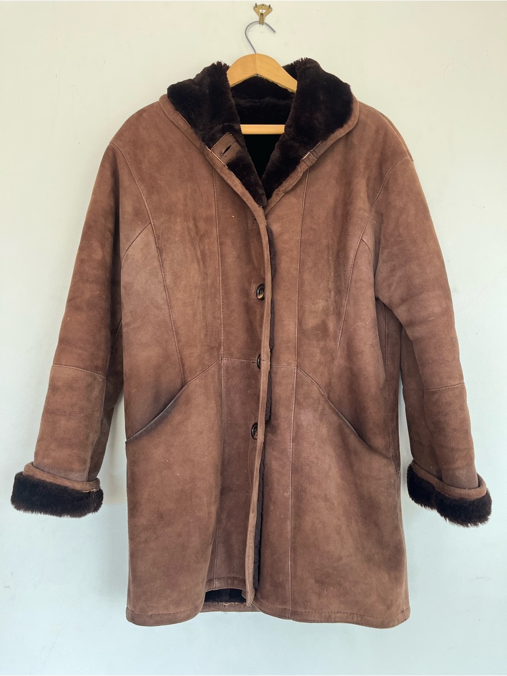 Searle Vintage Genuine Suede and Shearling Sheepskin Fur Jacket GUC